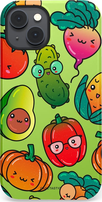 Casetastic Hoesje Geschikt voor Apple iPhone 14 Plus Magsafe - Stijlvolle Beschermende Duo-layer Case - Cartoon Groente Mix