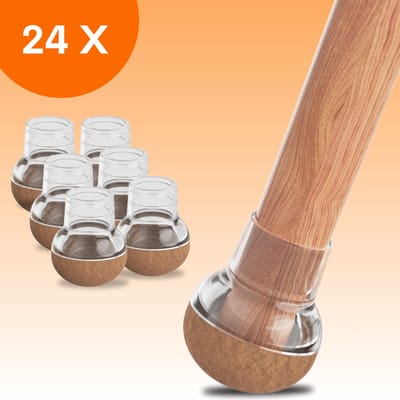 FLOOQ Pro Stoelpootdoppen Flexibel Rond 14-19mm - Anti-Kras Vilt - Stoelpoot beschermers - Vloerbescherming - 24 Stuks – Fabian
