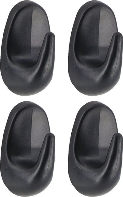 Tendance Plakhaakjes - 3 x 2 x 4,5 cm - Zelfklevende ophang haakjes - 4x stuks - kunststof - zwart - keuken/badkamer haken