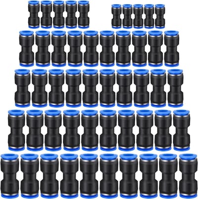 50pcs Straight Pneumatic Connectors - Pneumatic Fittings - Push-in Quick Coupling - Air and Water Pneumatic Connector - Hose Connector 4/5/6/8/10/12mm - Hoge Kwaliteit Verbindingen