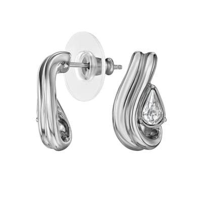 Traveller Oorbellen - Oorstekers Dames - Zilverkleurig - Kristal - 6 x 3,6 mm - Druppelvormig - Geplatineerd - 17 x 9 mm - 157843