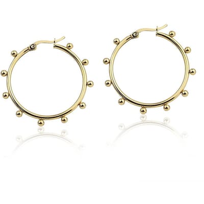 Verkoop van mode-sieraden nieuwe stalen kogeloorbellen roestvrij staal drie maten voor vrouwen en meisjes liefdesfeest 30mm beige