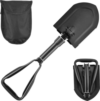 Klapspade 58 cm - Zeer sterke schep van koolstofstaal - Draagtas - Outdoor wandelen jagen - Expeditie tuin - Zwart