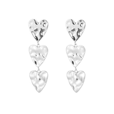 Hartjes oorbellen lang- Valentijn- Moederdag- dames oorbellen- trendy- zilverkleur- stainless steel en nikkelvrij
