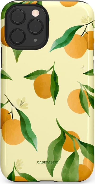 Casetastic Hoesje Geschikt voor Apple iPhone 11 Pro - Stijlvolle Beschermende Duo-layer Case - Bladrijke Sinaasappel