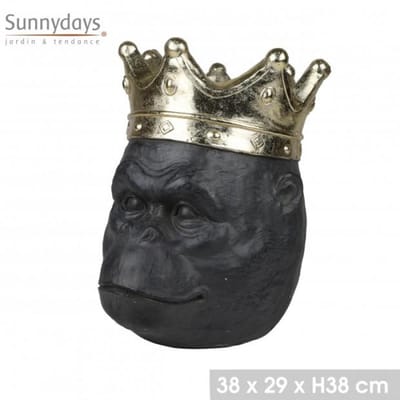"THE EDITION" Bloempot in de vorm van een gorillahoofd van magnesium 29 × H38 cm