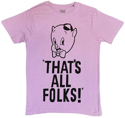 Looney Tunes - That's All Folks Heren Tshirt - S - Paars