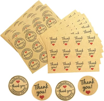 Ronde Zelfklevende Bedankstickers - 360 Stuks Kraftpapier voor Verjaardag, Bruiloft en Feestdecoratie