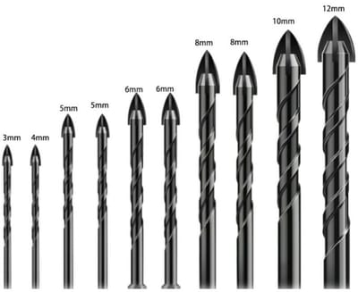 Tegelboren, 10-pack glasboren, glasboren, glastegelboren, keramische boren, zeskantschacht,geschikt voor het boren van gaten in glas en keramische tegels.