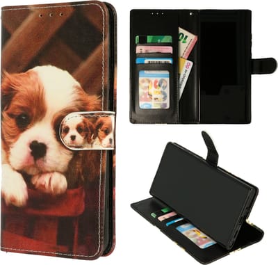 Casemania Hoesje Geschikt voor Samsung Galaxy M23 - Puppy Print - Portemonnee Book Case - Pasjeshouder/Magneetlipje