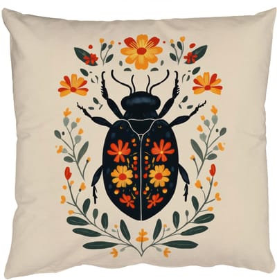 Sierkussens - Kussentjes Woonkamer - 50x50 cm - Bloemen - Oranje - Planten - Sierlijk