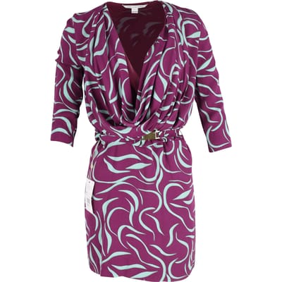 Diane Von Furstenberg Danil mini-jurk met colkraag en riem in veelkleurig polyester