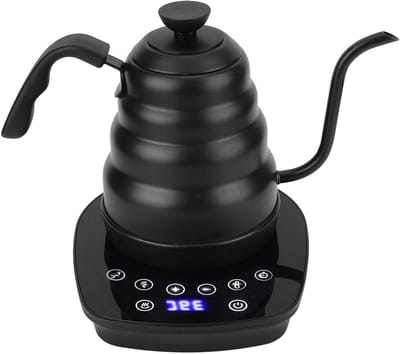 Elektrische Waterkoker - Zwanenhals Ketel - Koffie Thee Zetten - Variabele Temperatuur - 1200 Milliliter - Zwart