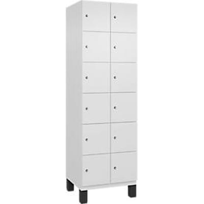 C+P Cambio lockerkast, 2 vakken, 12 vakken, op poten, B 600 x D 525 x H 1980 mm, verkeerswit