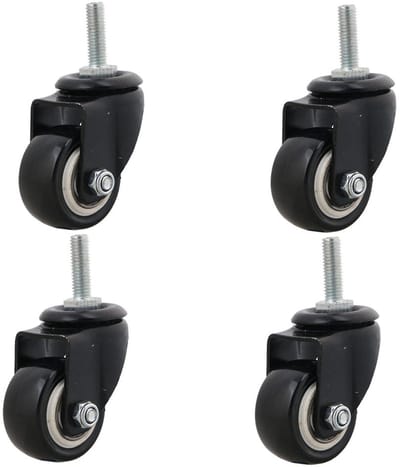 Vier polyurethaan wielen, 1,5 inch schroefbare, stille wielen, meubelwielen, geschikt voor trolleys, meubels, draadrekken en opbergplanken