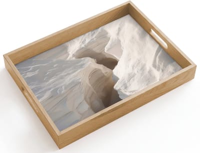 Dienblad hout 40x30 cm - Schootdienblad - Kloof - Wit - Sneeuw - Borrelplank rechthoek - Plateau dienbladen