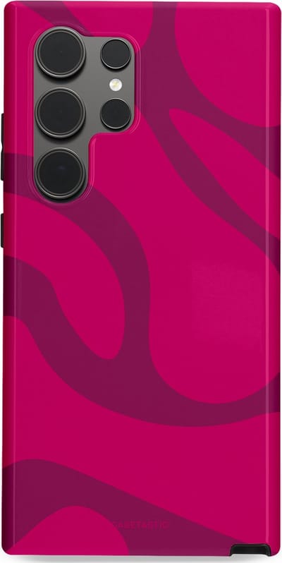 Casetastic hoesje geschikt voor Samsung Galaxy S24 Ultra - Dubbellaagse bescherming - Violet Paarse Golven - Fashion Case - Roze