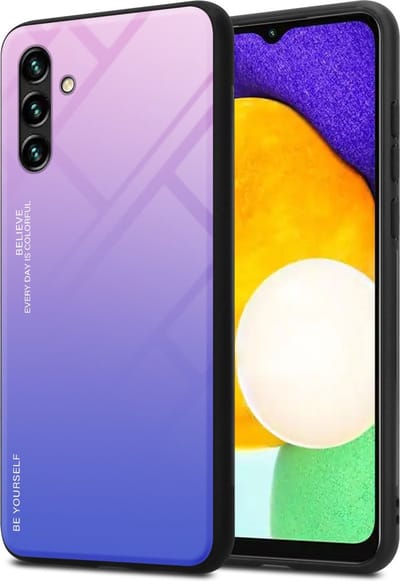 Cadorabo Hoesje geschikt voor Samsung Galaxy A13 5G in ROZE - BLAUW - Tweekleurige beschermhoes van TPU-silicone Case Cover en achterzijde van gehard glas