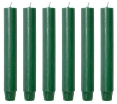 Cactula mooie rustieke dinerkaarsen in Groene knal kleur 2.6 x 26 cm 6 stuks