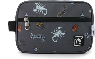 SALE: YLX Gear & Freek Vonk Willow Toiletry Bag | Dark Shadow & Insects | grijs met insecten | Toilettas, logeren, vakantie, dieren, kinderen, jongens, meisjes, unisex, dierenprint, jungle