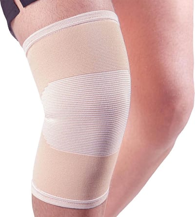 Mövibrace - Lange Kniebandage - Kniebrace - Ondersteuning Knie - Unisex - Beige - Maat XS