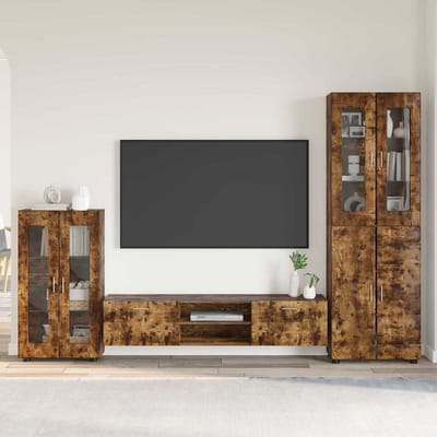 vidaXL - Tv-meubelset - FLORIN - 3 - st - Rook - Eiken - Bewerkt - hout