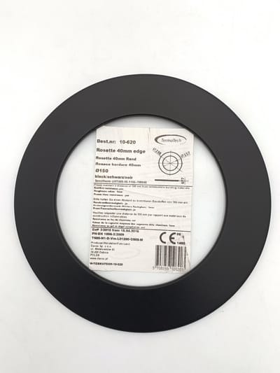 Kachelpijp Ø 150 Rozet - zwart - 40 mm rand