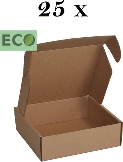 25 x ecologische Bruine Postdozen/ Verzenddozen 20x12x4.5cm / Doosjes karton / Geschenk verpakking /