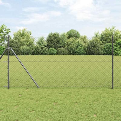 vidaXL - gaashek - met - grondbevestiging - 10 - x - 1 - m - PVC-Coated - Staal - Grijs