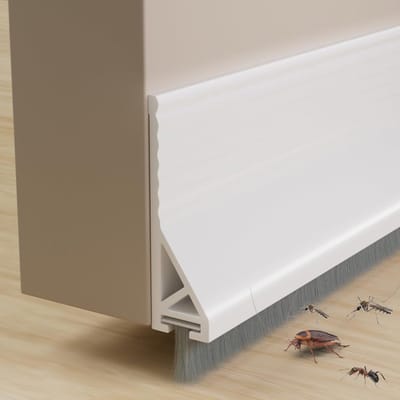 Set van 1 stuk - Deurafdichtingsstrip onderkant - Deurstopper afdichtingsstrip - TPE-materiaal - Insecten- en winddicht - Geluidsreducerend - Zelfklevend - Met kwastje - Lengte 1 meter - Bovenste helft 3,5 cm - Onderste helft met kwastje 1,5 cm - Wit