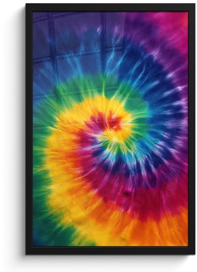 Poster in lijst - Fotolijst 40x60 cm - Posters - Regenboogkleuren - Spiraal - Kleurrijk - Posterlijst zwart - Decoratie - Wanddecoratie woonkamer - Muurdecoratie slaapkamer
