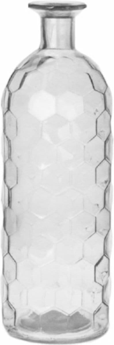 Bellatio Design Bloemenvaas - helder transparant glas honingraat - 7 x 20 cm - vaas