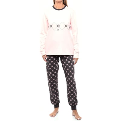 KLP2 Vrouwen Lange Mouwen Pluche Winterpyjama
