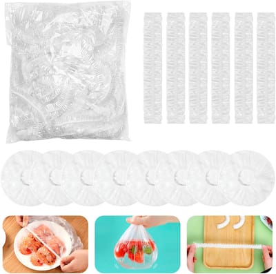 SnelShoppen - 350 stuks vershoudzakken met elastiek, rekbare voedselafdekking, herbruikbare transparante vershoudhoezen voor fruit, kommen, leftovers,