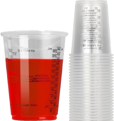 50 Stuks Mengbekers voor Epoxyhars, Herbruikbare Mokken voor Verven, Maten en Mengen van Vloeistoffen, Harsen en Pigmenten, 240 ml