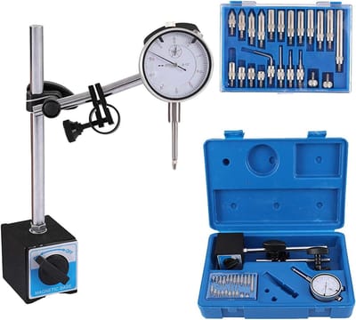Meetklok Tester - Indicator Meter - Werkplaats Metingen - Magnetische Voet - 0-10 Mm Bereik - Zilver