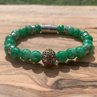 Dragon Bracelets Athena - Dames Armband - Grieks Design - Groen - Glaskralen