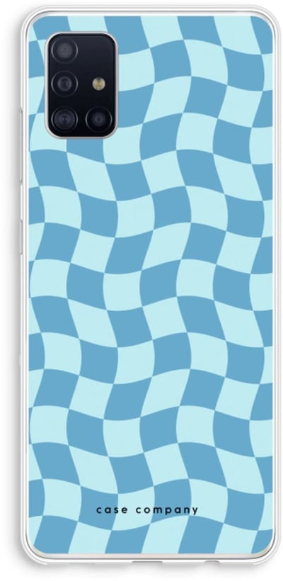 Case Company® - Hoesje geschikt voor Samsung Galaxy A51 4G hoesje - Grid Blauw - Soft Cover Telefoonhoesje - Bescherming aan alle Kanten en Schermrand