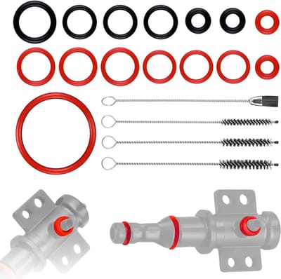 15-delige O-Ring Set met Siliconen Sealing Ringen en RVS Schoonmaakborstels voor Koffiemachines, Ondersteuningsventiel en Stoomventiel