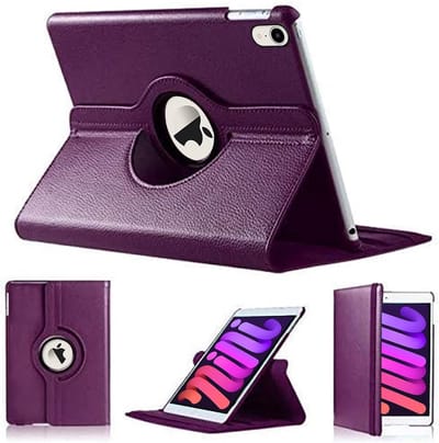 Tablethoes Geschikt voor: iPad Mini 6 hoes - iPad Mini 6e generatie 2021 hoes, iPad Mini 6 (8,3") A2567 A2568 A2569 hoesje 360° draaibaar (paars)