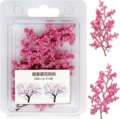 Miniatuur Kleurrijke Bloemclusters en Roze Bomen voor Static Grass Tufts en Model Spoorweg Landschap Decoratie