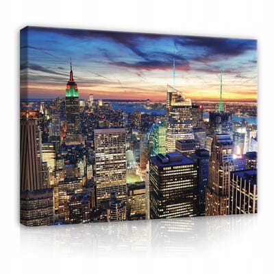 WALLARENA - Canvas schilderij - 100x70 cm - NEW YORK in de woonkamer