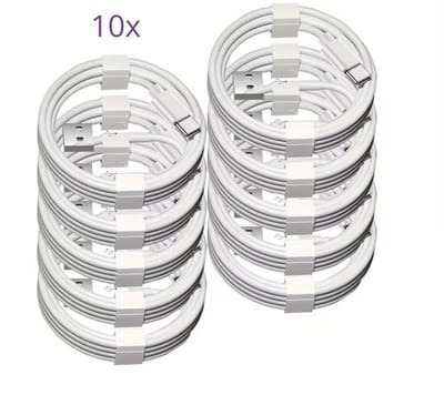 Viewr - USB-A naar USB-C kabel - 10 Stuks - 1 Meter - Oplader Kabel - Snel Lader