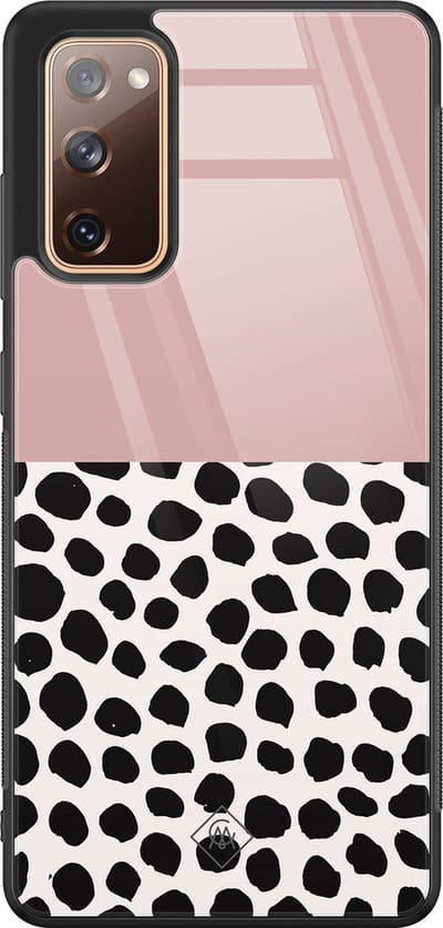 Casimoda® hoesje - Geschikt voor Samsung Galaxy S20 FE - Stippen roze - Luxe Hard Case Zwart - Backcover telefoonhoesje - Roze