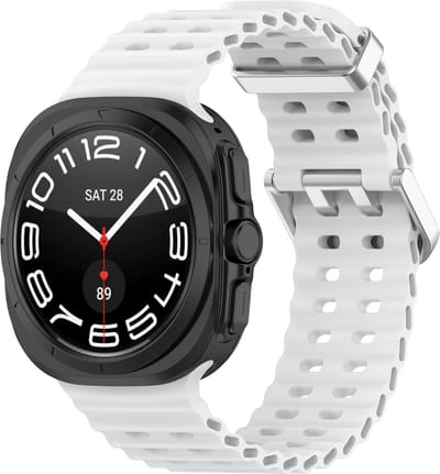 By Qubix - Compatible Samsung bandje - Marine Band siliconen - Wit - Geschikt voor Samsung Galaxy Watch Ultra / Ultra 2 - 47mm