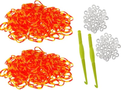 Behave - 600 Loombandjes - Geel-Rood - Met Weefhaken & S-clips - Latexvrij - Creatief Speelplezier