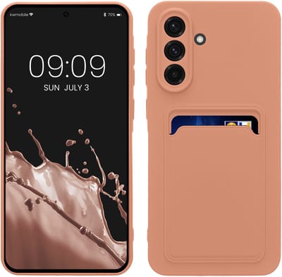 kwmobile telefoonhoesje geschikt voor Samsung Galaxy A56 5G - Hoesje met pasjeshouder - TPU case in roze grapefruit