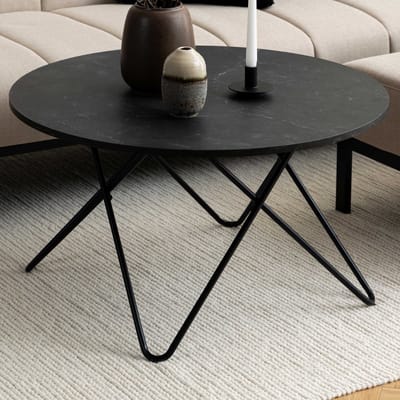Salontafel Denham Zwart Ø80cm - Giga Living