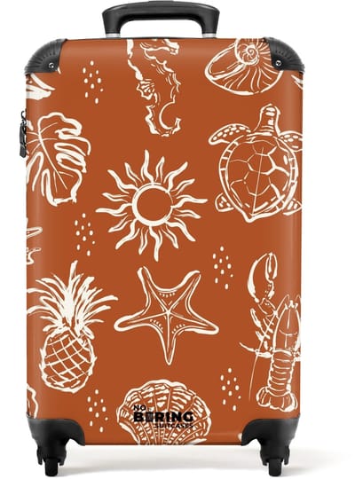 NoBoringSuitcases.com - Koffer - Zeedieren en zomer illustraties - Past binnen 55x40x20 cm en 55x35x25 cm - Trolley handbagage - Valiezen met wieltjes volwassenen - Reiskoffer op wielen - Rolkoffer lichtgewicht