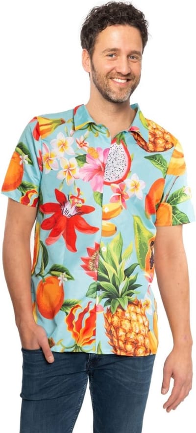Partychimp Luxe Hawaii Blouse Mannen Fruit Carnavalskleding Heren Foute Party Verkleedkleren Volwassenen Toppers 2026 Summer is Magic - Polyester - Multicolor - Maat S
